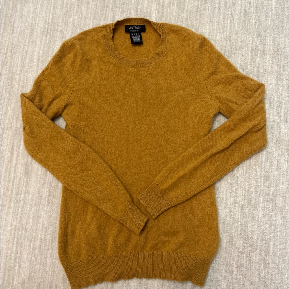 100% Cashmere Mustard Yellow Crew Neck Sweater